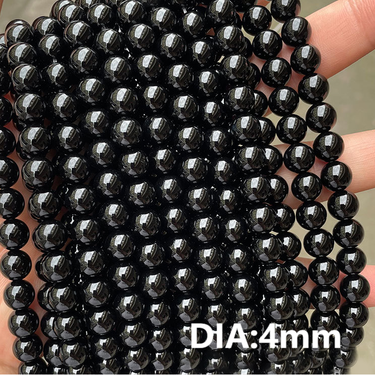 1 hilo de cuentas anulares de ágata negra para joyería de piedra natural 